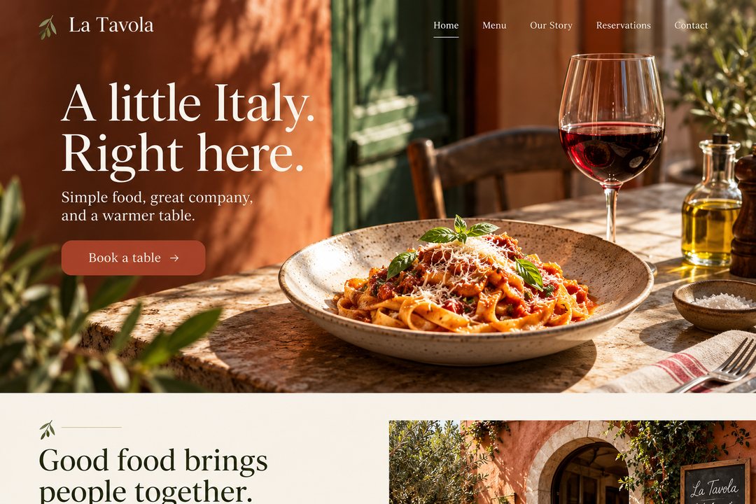 La Tavola restaurant sample website