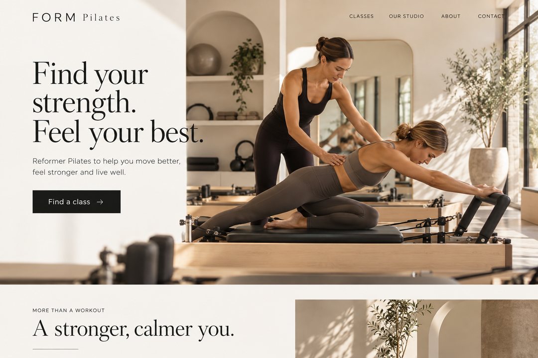 FORM Pilates studio sample website