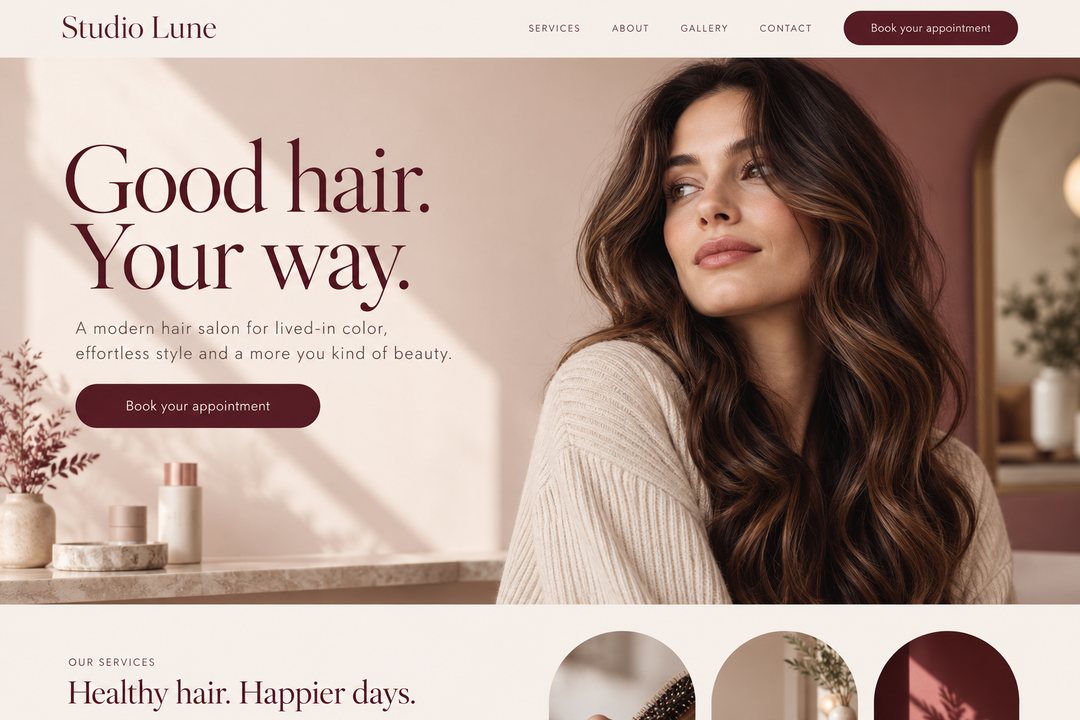 Studio Lune hair salon sample website