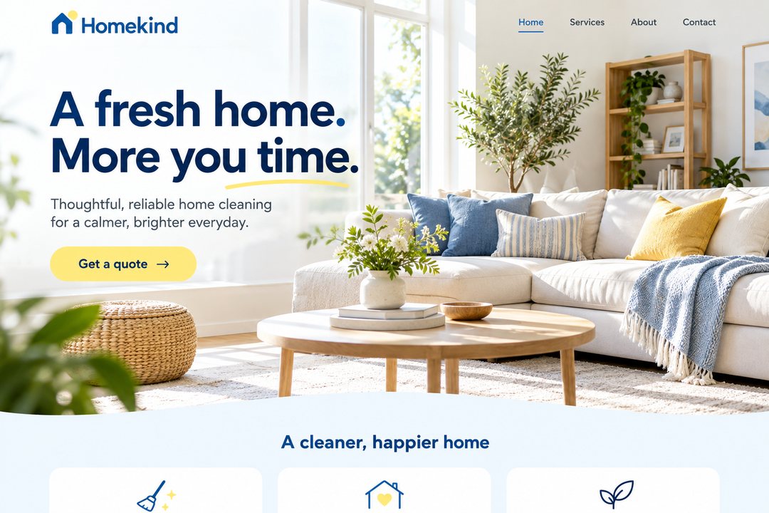 Homekind cleaning sample website
